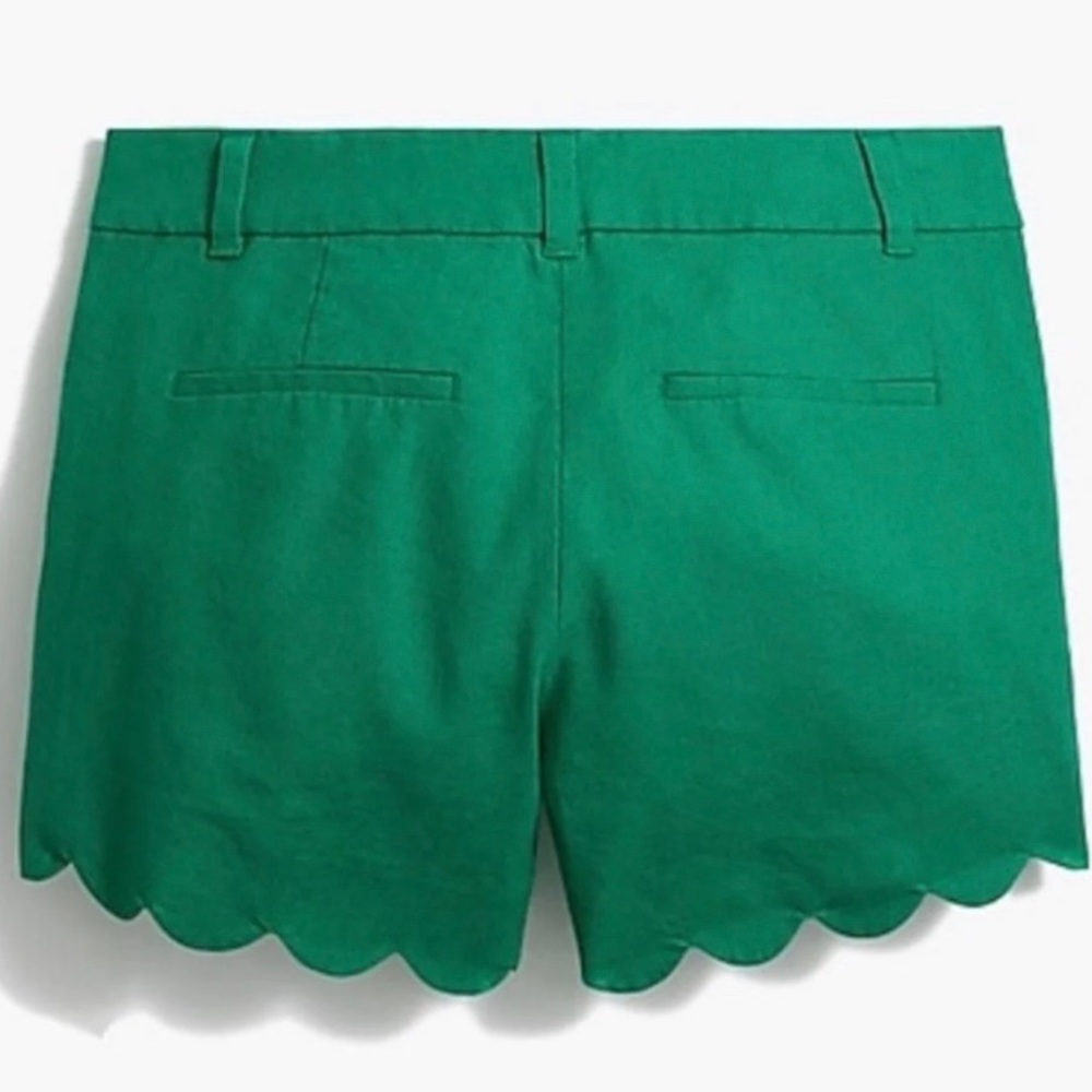 J. Crew | Kelly Green Linen Blend Scallop Hem Shorts - Picture 7 of 11